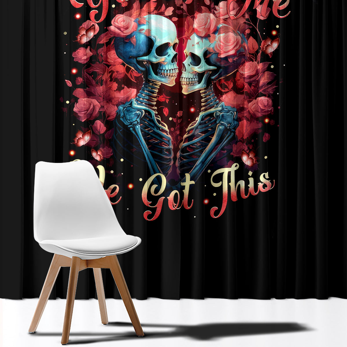 Couple Skull Window Curtain You & Me We Got This - Wonder Print Shop
