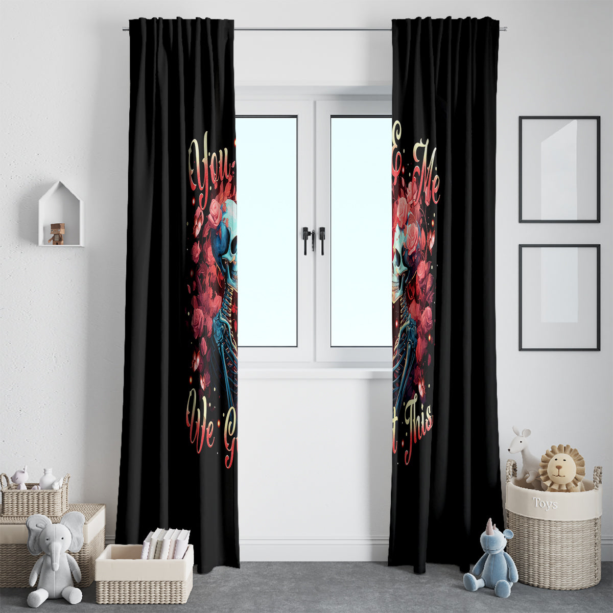 Couple Skull Window Curtain You & Me We Got This - Wonder Print Shop
