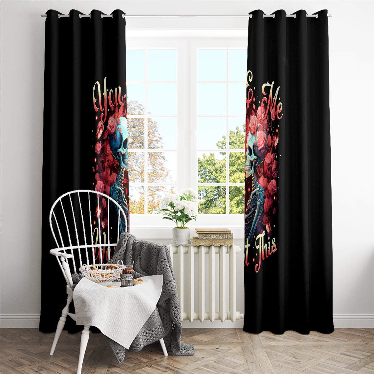 Couple Skull Window Curtain You & Me We Got This - Wonder Print Shop