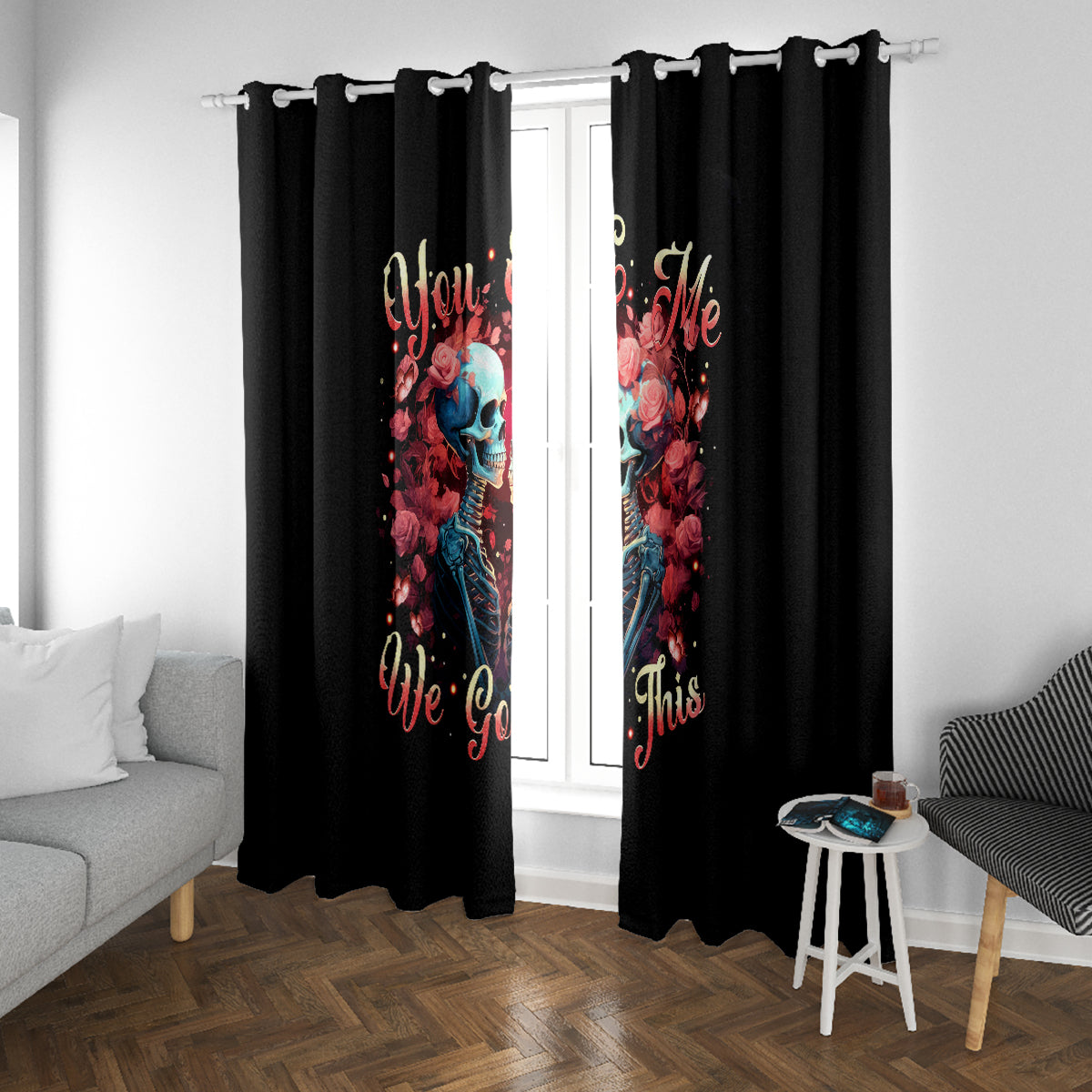 Couple Skull Window Curtain You & Me We Got This - Wonder Print Shop