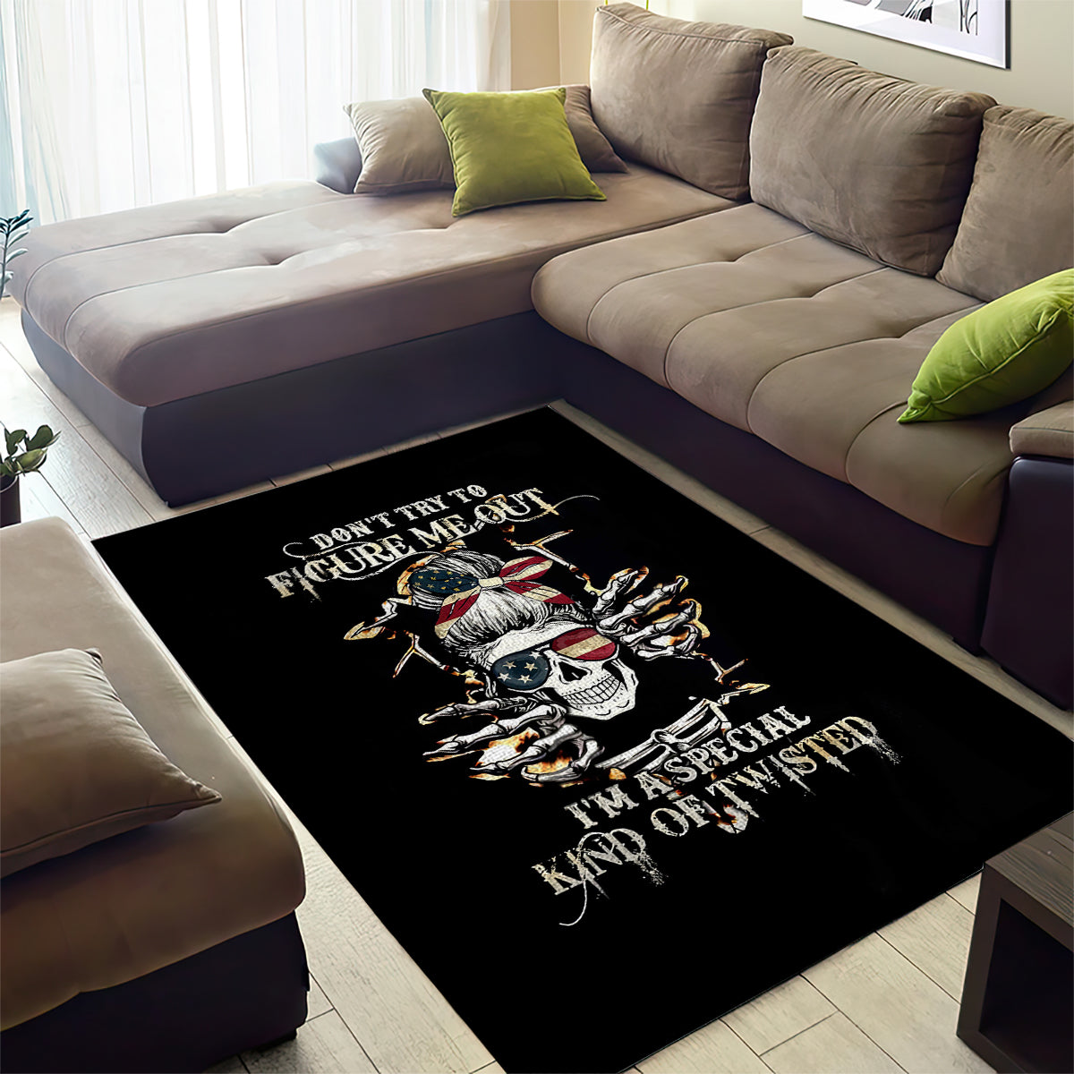 Girl Skull Area Rug Don't Try To Figured Me Out I Special Kind - Wonder Print Shop