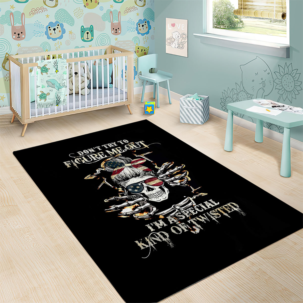 Girl Skull Area Rug Don't Try To Figured Me Out I Special Kind - Wonder Print Shop