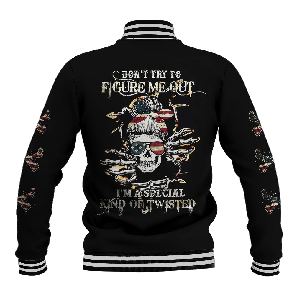 Girl Skull Baseball Jacket Don't Try To Figured Me Out I Special Kind - Wonder Print Shop