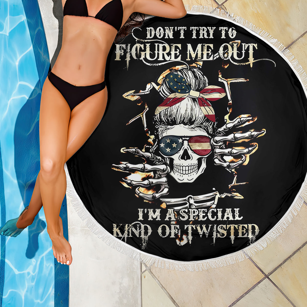 Girl Skull Beach Blanket Don't Try To Figured Me Out I Special Kind - Wonder Print Shop