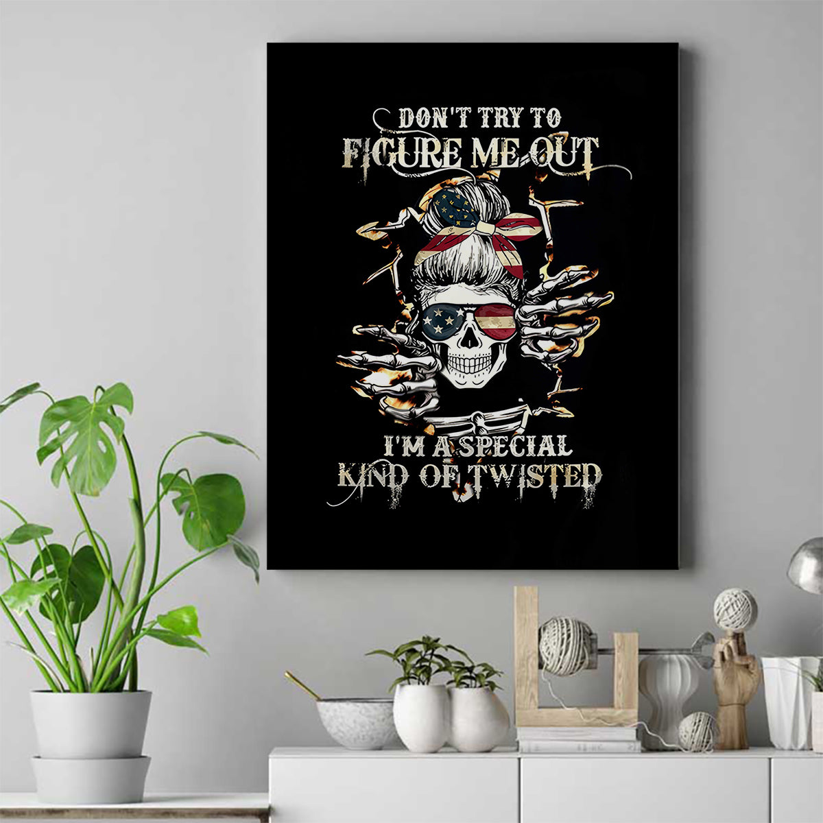 Girl Skull Canvas Wall Art Don't Try To Figured Me Out I Special Kind - Wonder Print Shop
