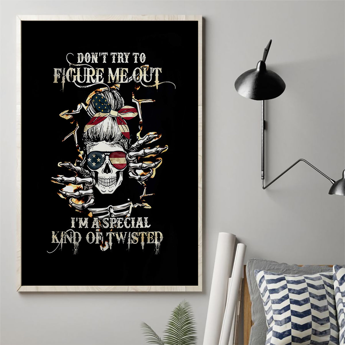 Girl Skull Canvas Wall Art Don't Try To Figured Me Out I Special Kind - Wonder Print Shop