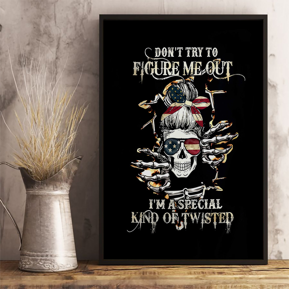Girl Skull Canvas Wall Art Don't Try To Figured Me Out I Special Kind - Wonder Print Shop