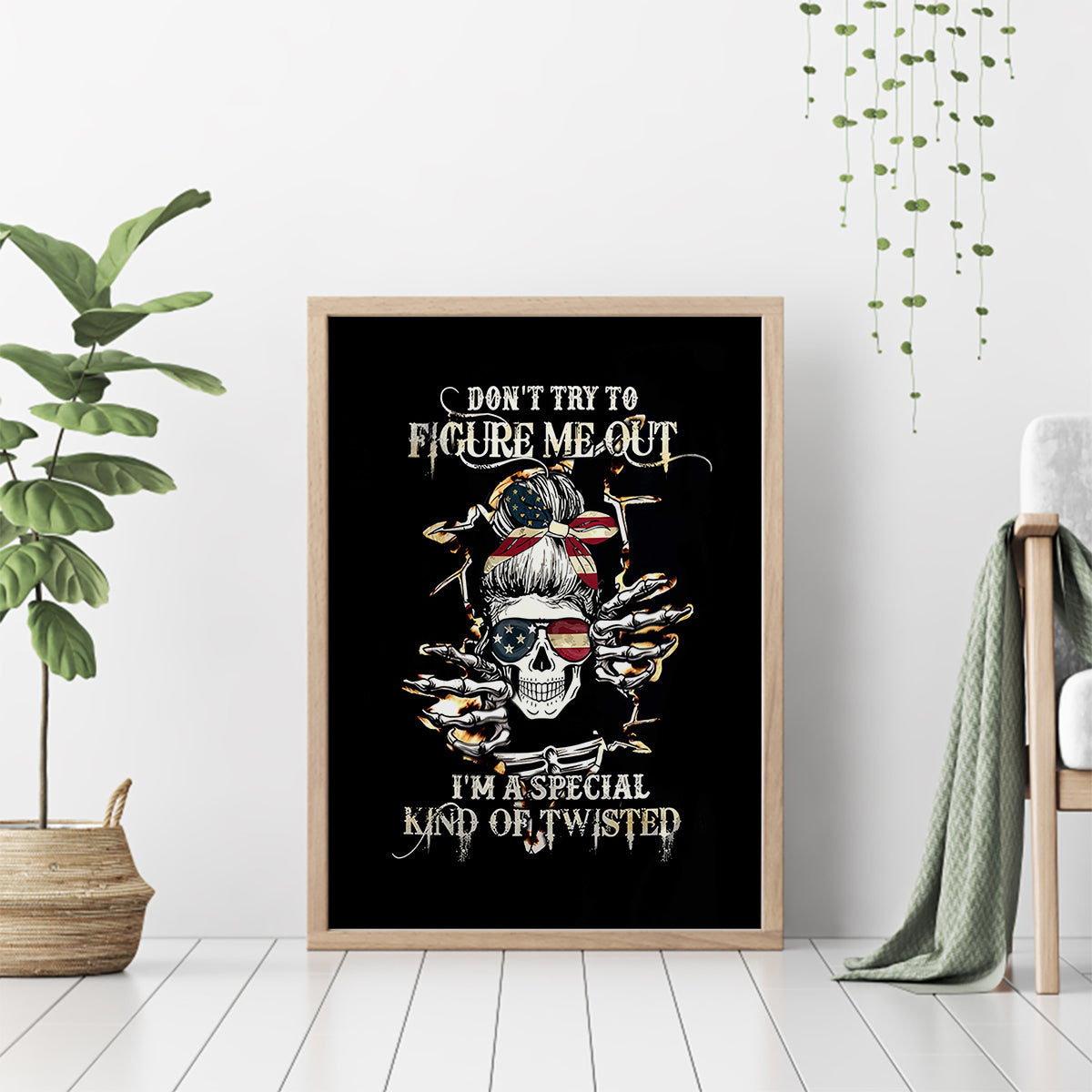Girl Skull Canvas Wall Art Don't Try To Figured Me Out I Special Kind - Wonder Print Shop