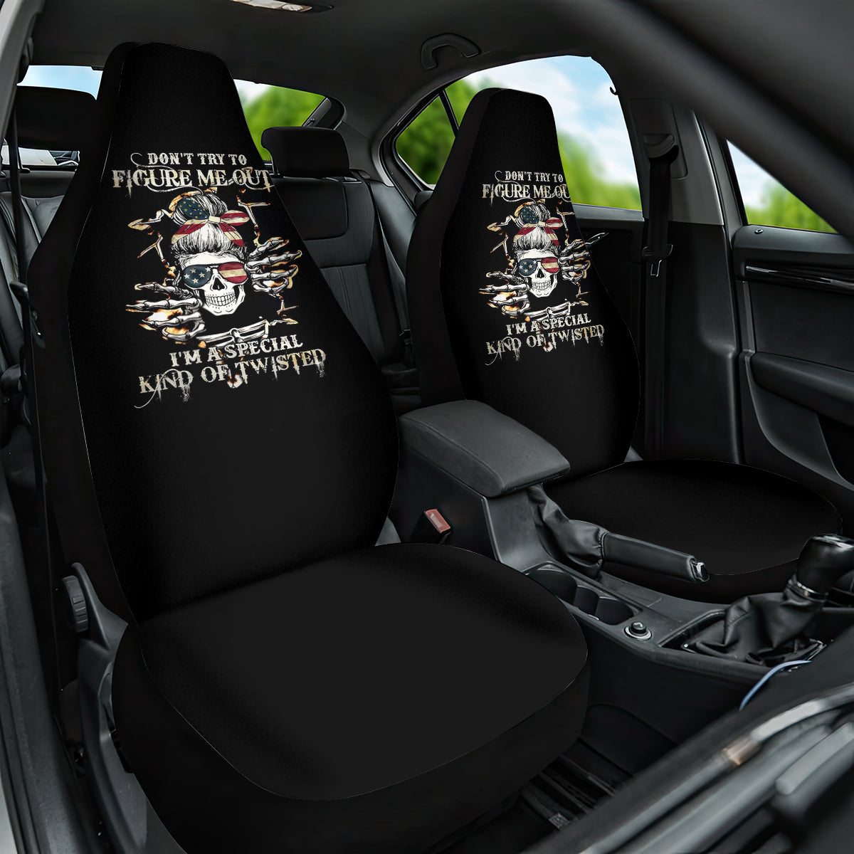 Girl Skull Car Seat Cover Don't Try To Figured Me Out I Special Kind - Wonder Print Shop