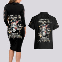Girl Skull Couples Matching Long Sleeve Bodycon Dress and Hawaiian Shirt Don't Try To Figured Me Out I Special Kind - Wonder Print Shop