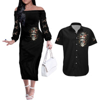 Girl Skull Couples Matching Off The Shoulder Long Sleeve Dress and Hawaiian Shirt Don't Try To Figured Me Out I Special Kind - Wonder Print Shop