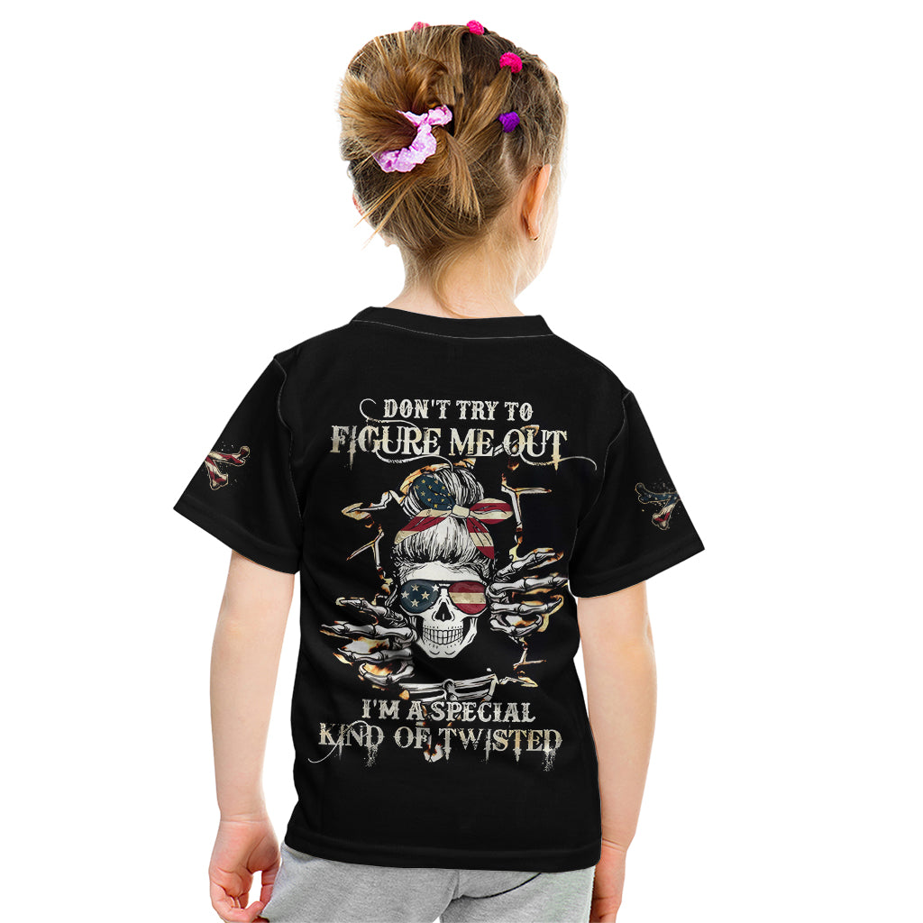 Girl Skull Kid T Shirt Don't Try To Figured Me Out I Special Kind - Wonder Print Shop