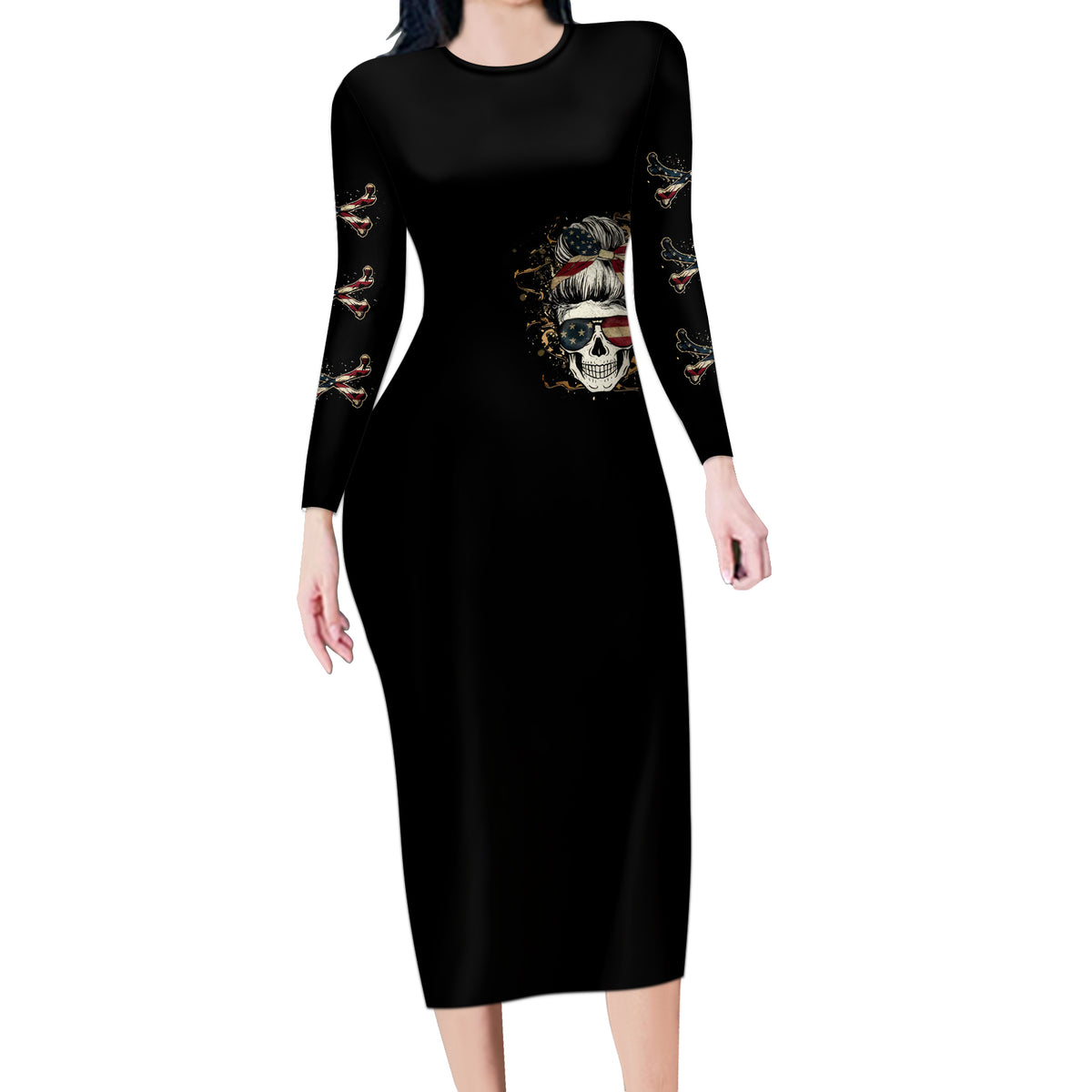 Girl Skull Long Sleeve Bodycon Dress Don't Try To Figured Me Out I Special Kind - Wonder Print Shop