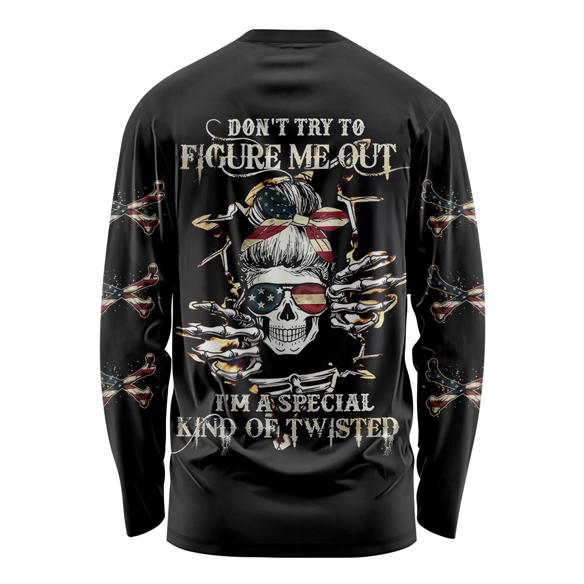 Girl Skull Long Sleeve Shirt Don't Try To Figured Me Out I Special Kind - Wonder Print Shop