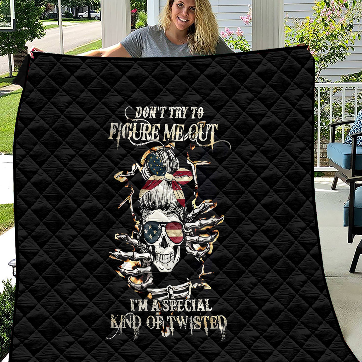 Girl Skull Quilt Don't Try To Figured Me Out I Special Kind - Wonder Print Shop