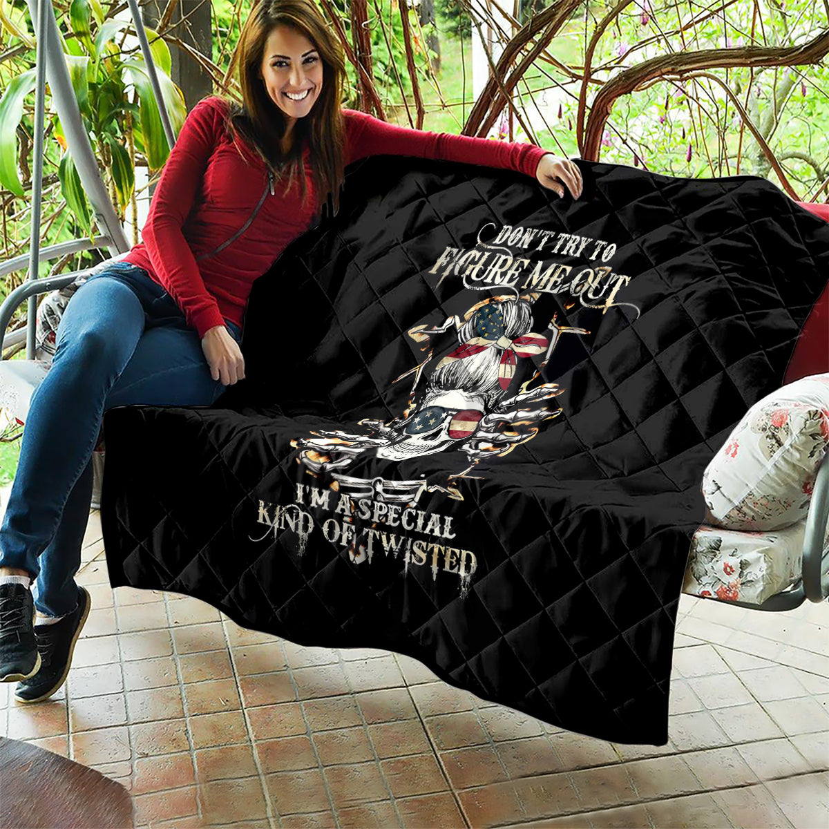 Girl Skull Quilt Don't Try To Figured Me Out I Special Kind - Wonder Print Shop