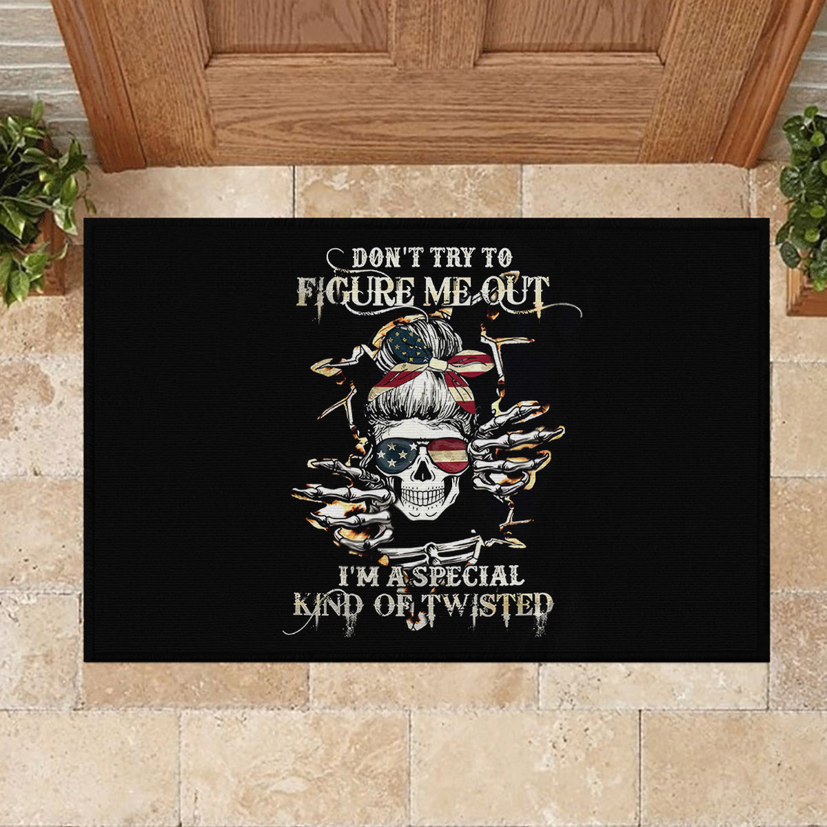 Girl Skull Rubber Doormat Don't Try To Figured Me Out I Special Kind - Wonder Print Shop