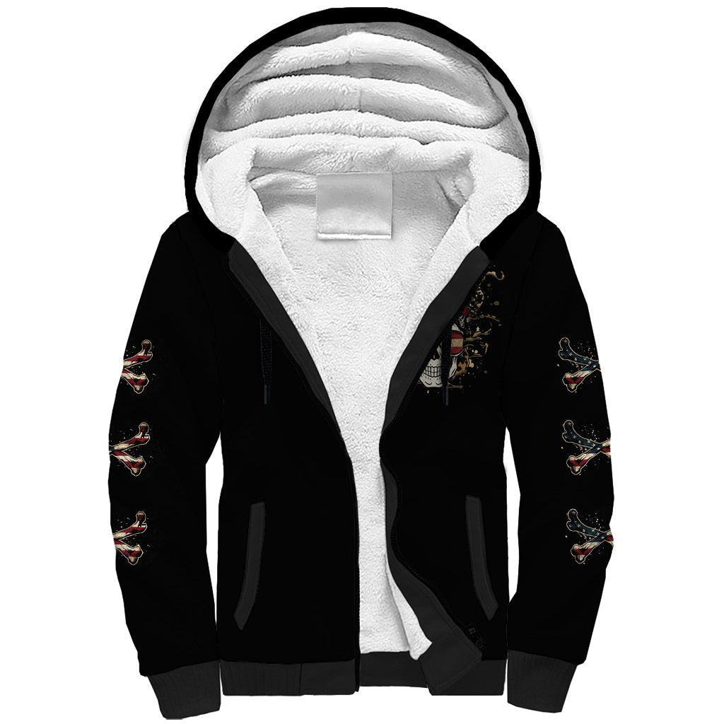 American Skull Sherpa Hoodie I Talk I Smile But Be Carefull When I Silent - Wonder Print Shop