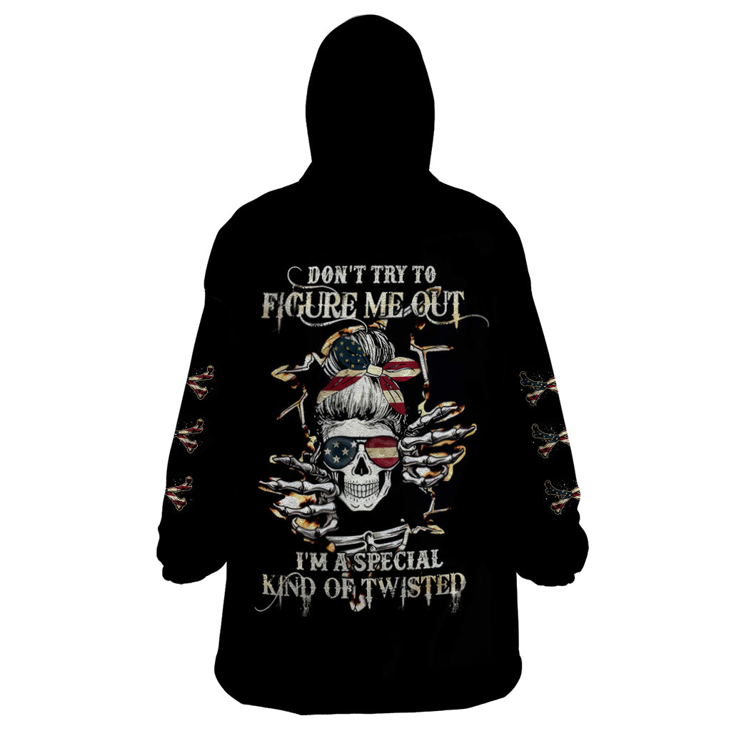 American Skull Wearable Blanket Hoodie I Talk I Smile But Be Carefull When I Silent - Wonder Print Shop