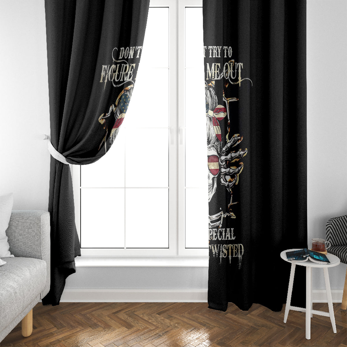 Girl Skull Window Curtain Don't Try To Figured Me Out I Special Kind - Wonder Print Shop