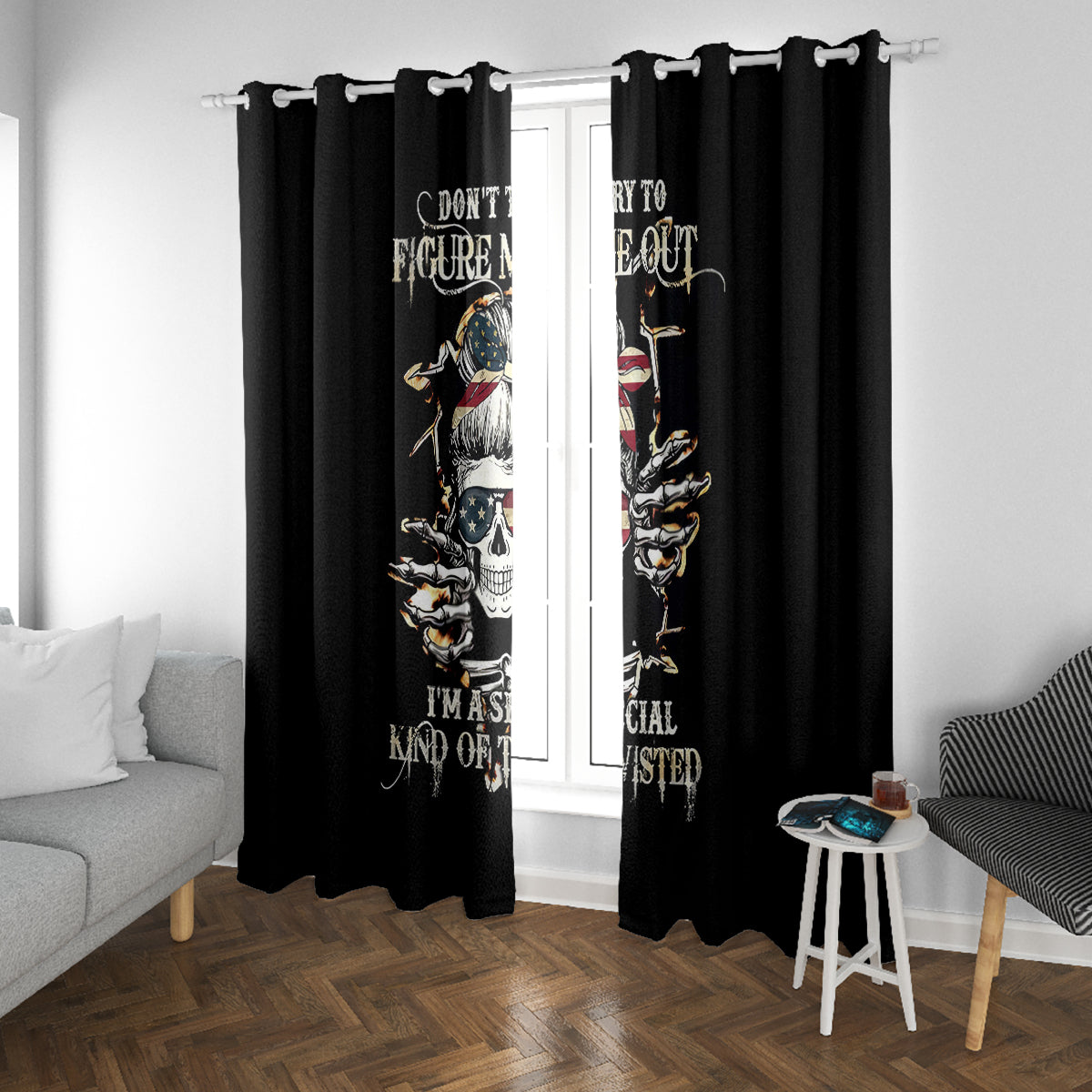 Girl Skull Window Curtain Don't Try To Figured Me Out I Special Kind - Wonder Print Shop