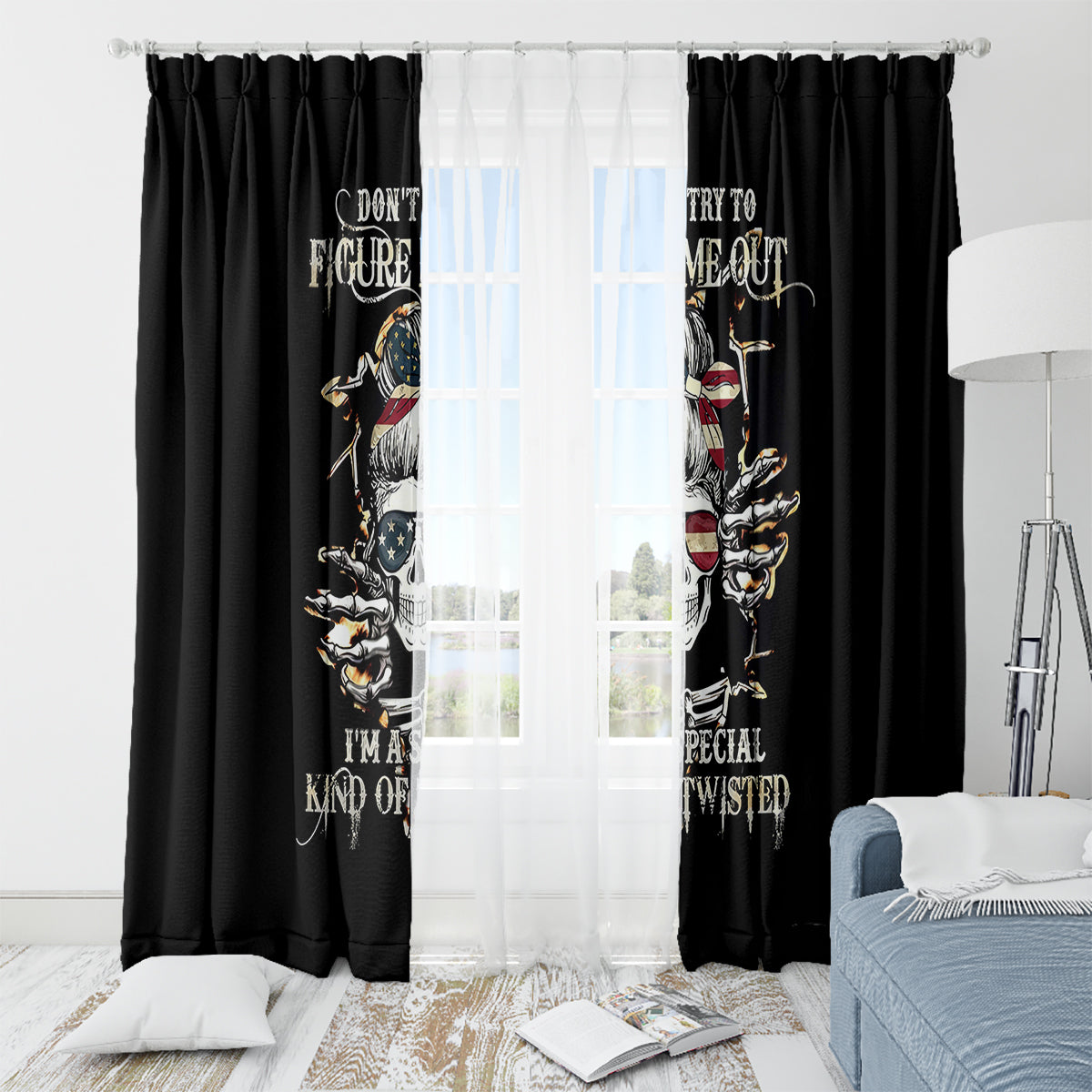 Girl Skull Window Curtain Don't Try To Figured Me Out I Special Kind - Wonder Print Shop
