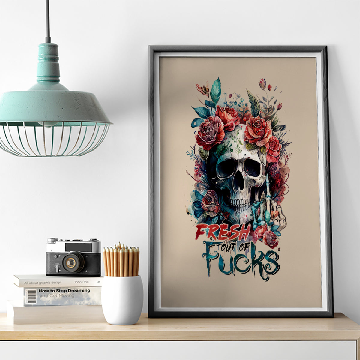 Flower Skull Canvas Wall Art Fresh Out Of Fuck - Wonder Print Shop