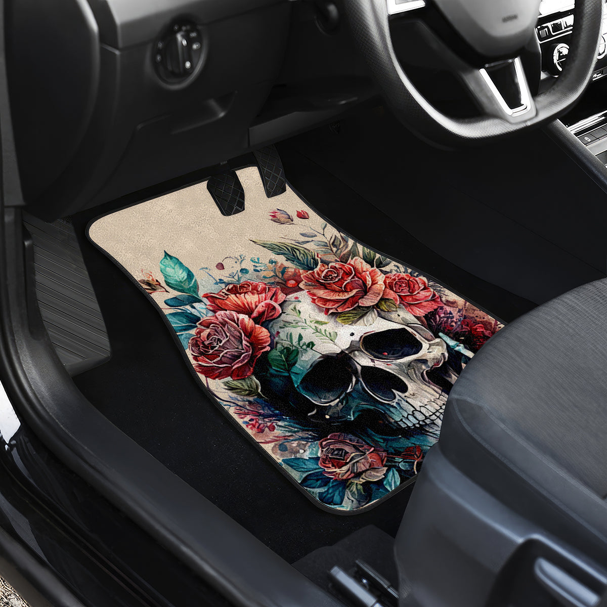 Flower Skull Car Mats Fresh Out Of Fuck - Wonder Print Shop