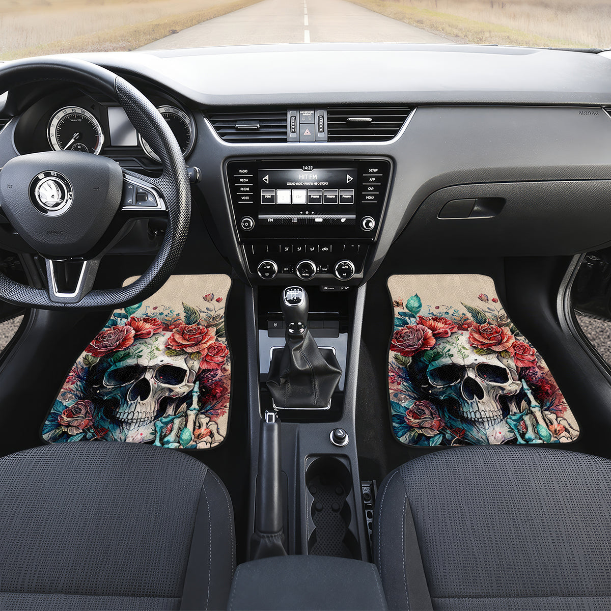 Flower Skull Car Mats Fresh Out Of Fuck - Wonder Print Shop