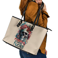 Flower Skull Leather Tote Bag Fresh Out Of Fuck - Wonder Print Shop