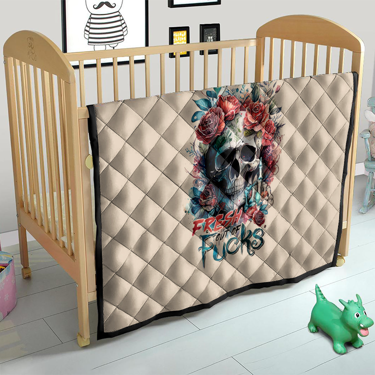 Flower Skull Quilt Fresh Out Of Fuck - Wonder Print Shop