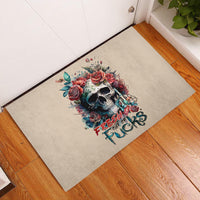 Flower Skull Rubber Doormat Fresh Out Of Fuck - Wonder Print Shop