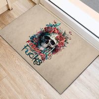 Flower Skull Rubber Doormat Fresh Out Of Fuck - Wonder Print Shop