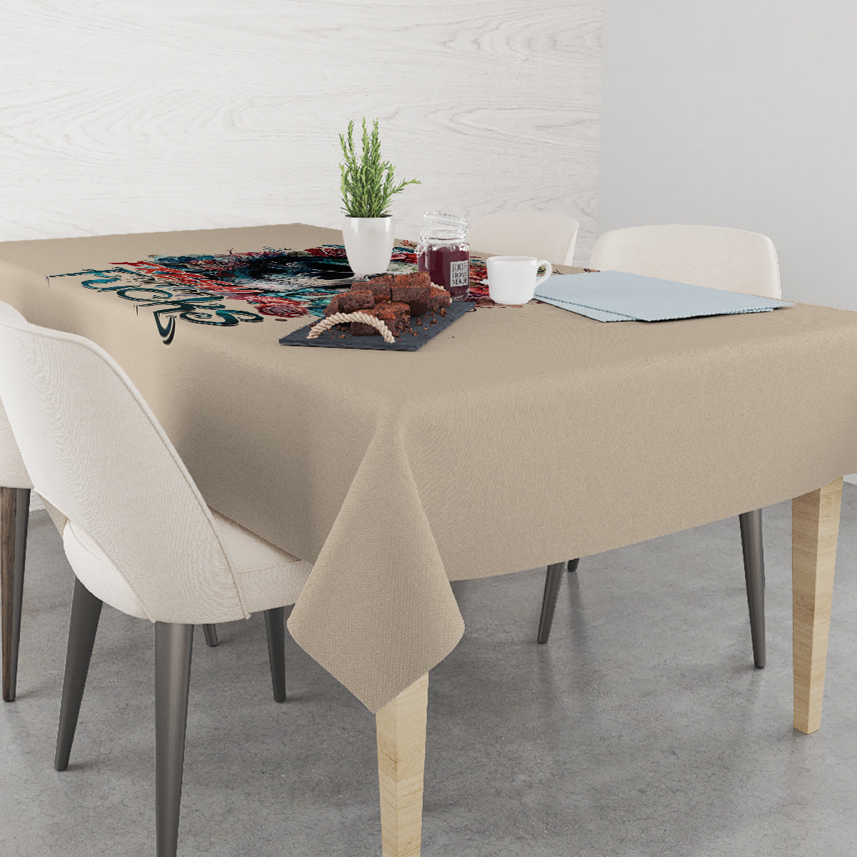 Flower Skull Tablecloth Fresh Out Of Fuck - Wonder Print Shop