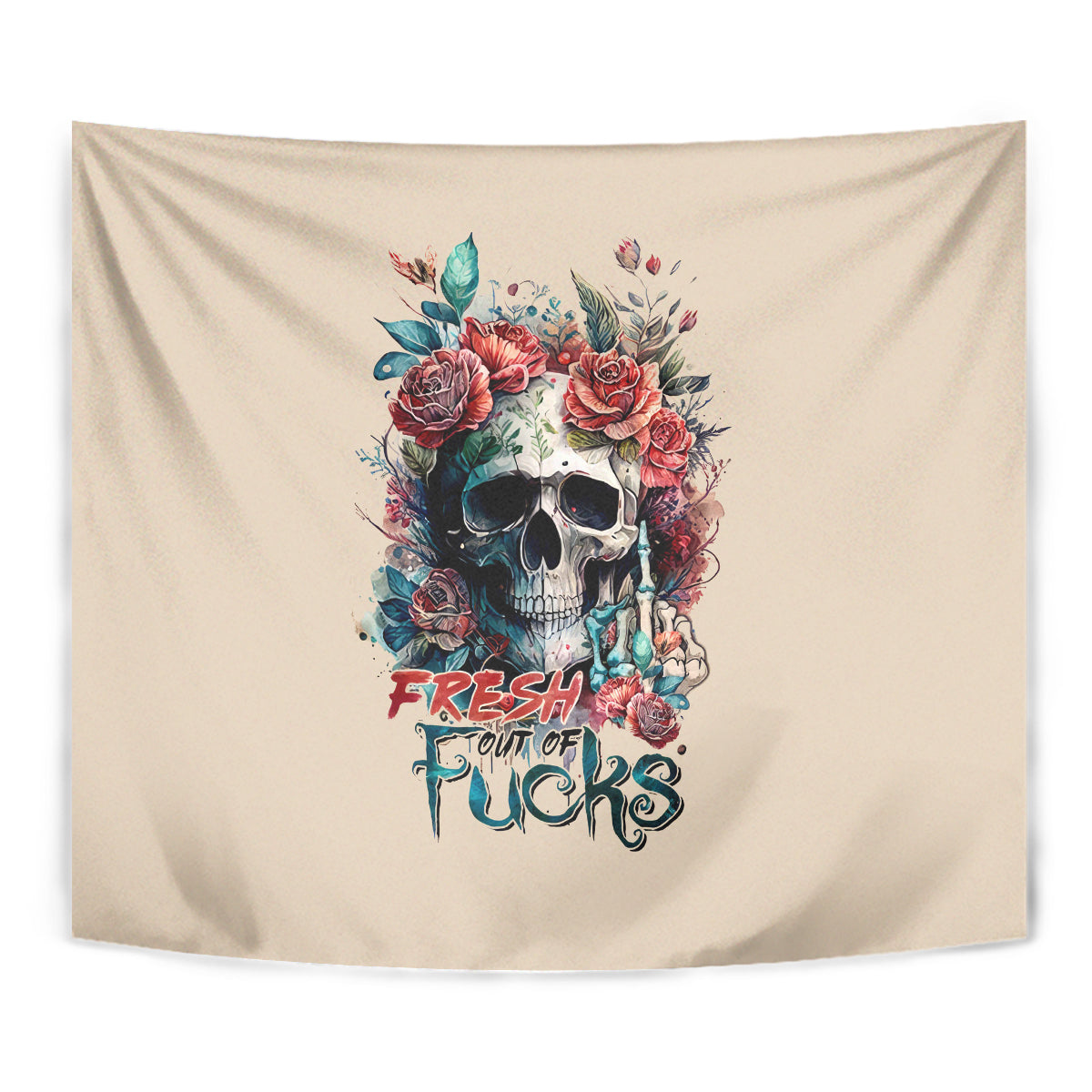 Flower Skull Tapestry Fresh Out Of Fuck - Wonder Print Shop