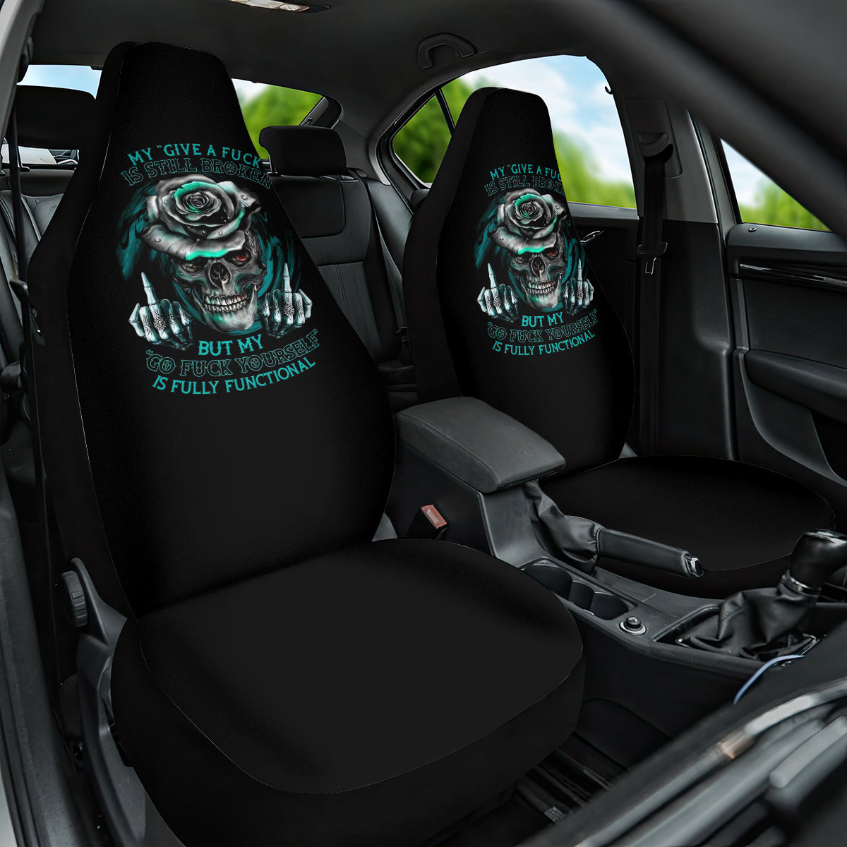 Rose Skull Car Seat Cover Go Fuck Yourself Is Fully Functional - Wonder Print Shop