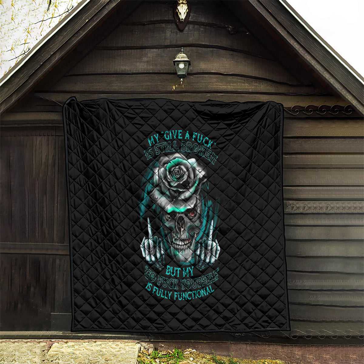 Rose Skull Quilt Go Fuck Yourself Is Fully Functional - Wonder Print Shop