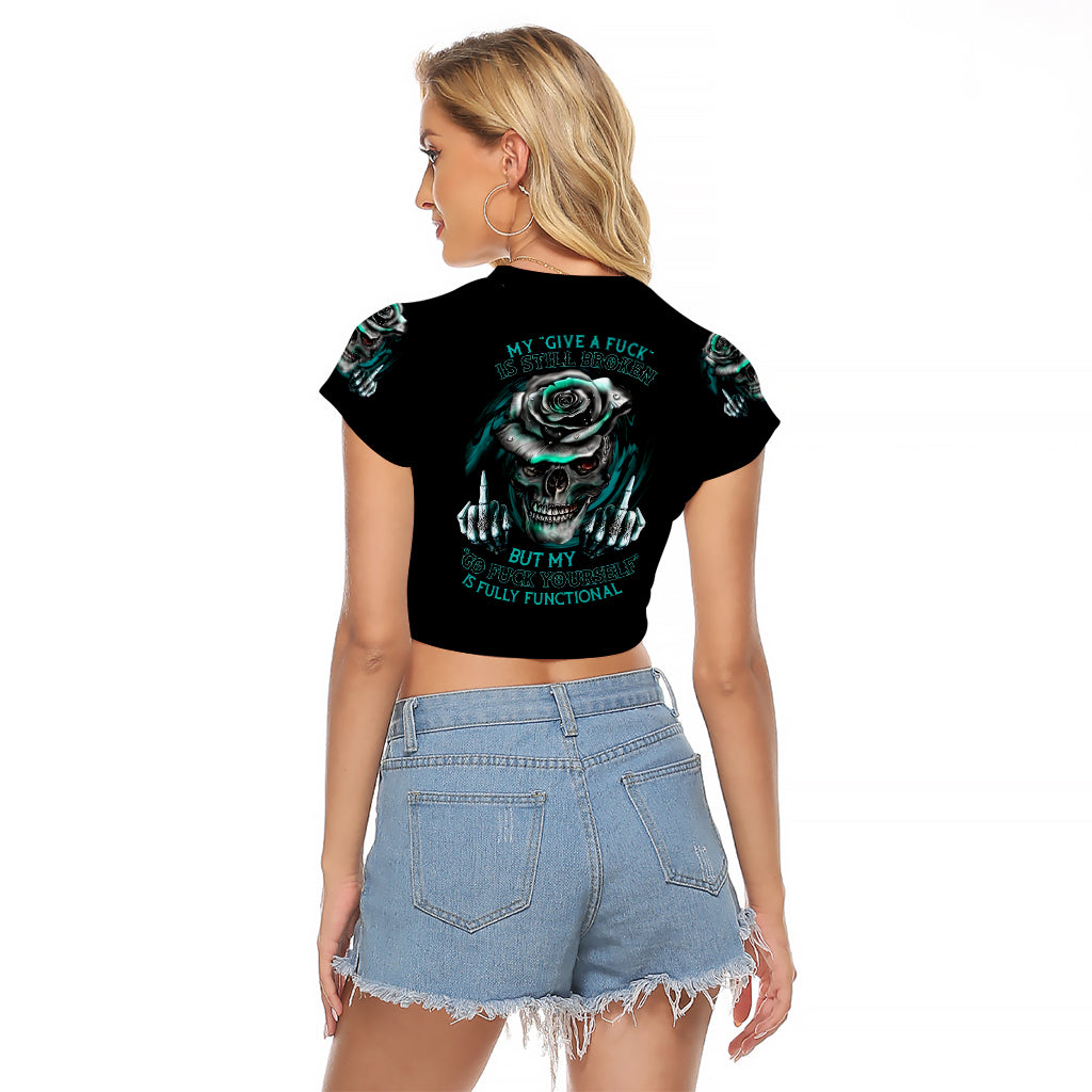 Blood Skull Raglan Cropped T Shirt I Hold A Angel And Crazy Lady It Your Choice - Wonder Print Shop