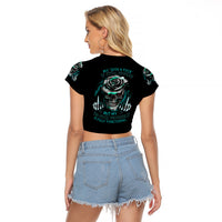 Blood Skull Raglan Cropped T Shirt I Hold A Angel And Crazy Lady It Your Choice - Wonder Print Shop