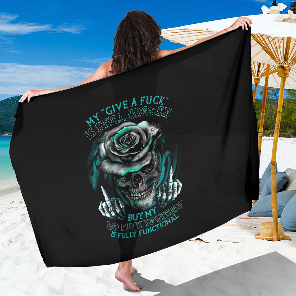 Rose Skull Sarong Go Fuck Yourself Is Fully Functional - Wonder Print Shop