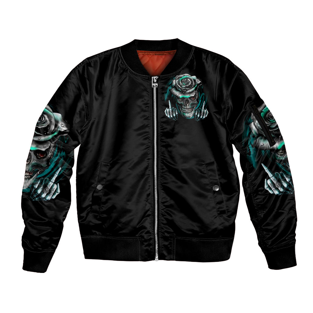 Blood Skull Sleeve Zip Bomber Jacket I Hold A Angel And Crazy Lady It Your Choice - Wonder Print Shop