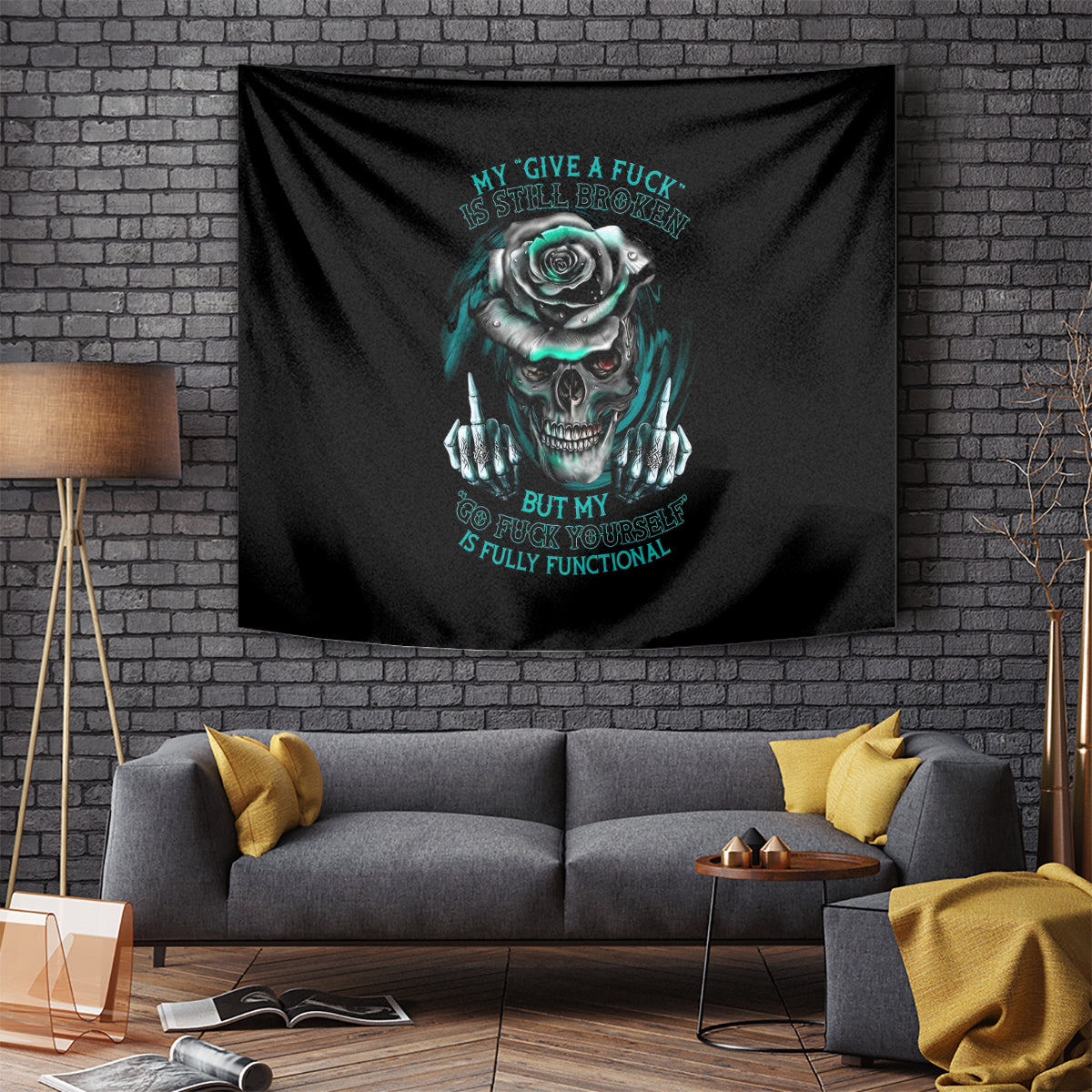 Rose Skull Tapestry Go Fuck Yourself Is Fully Functional - Wonder Print Shop