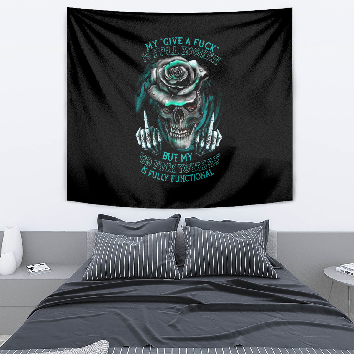 Rose Skull Tapestry Go Fuck Yourself Is Fully Functional - Wonder Print Shop
