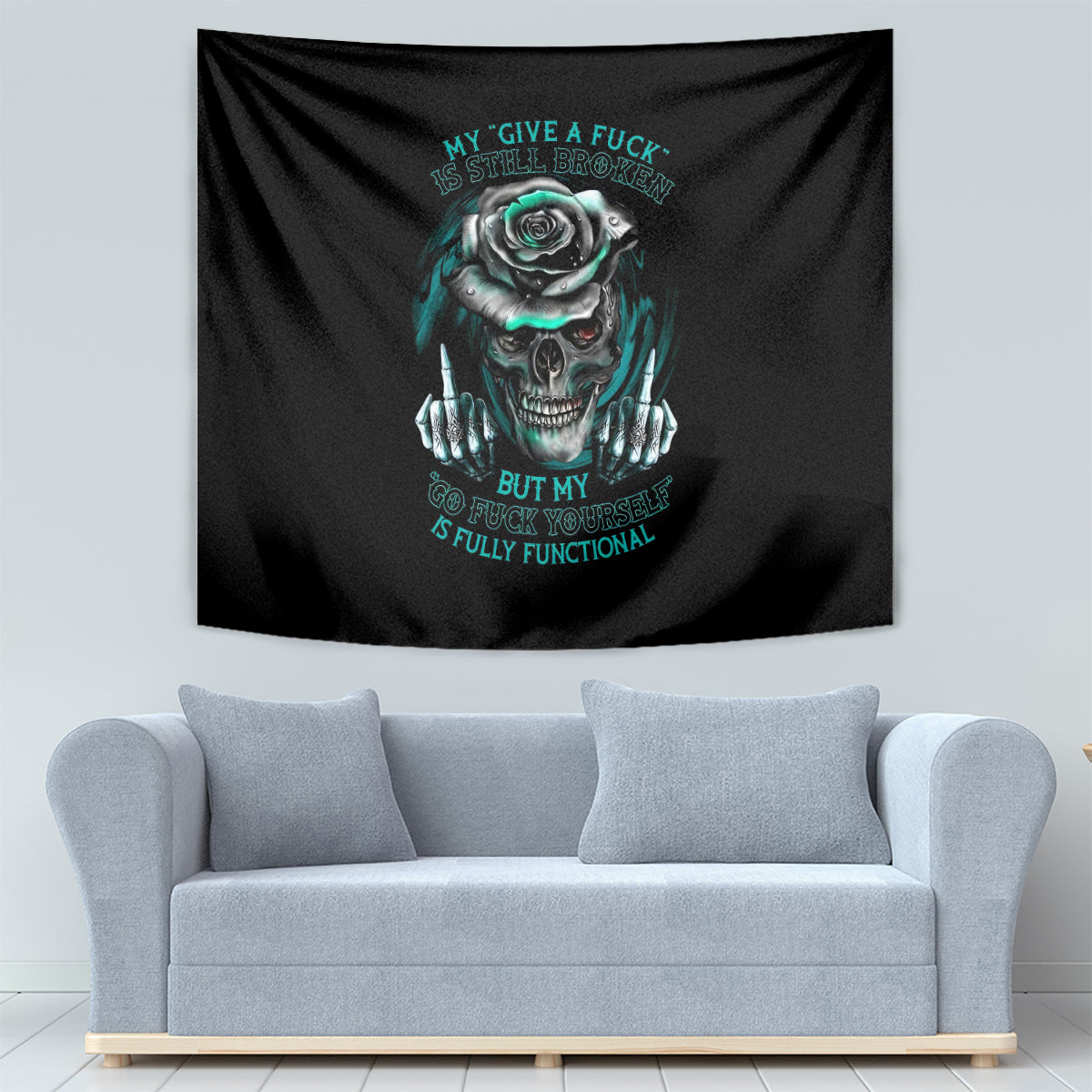 Rose Skull Tapestry Go Fuck Yourself Is Fully Functional - Wonder Print Shop