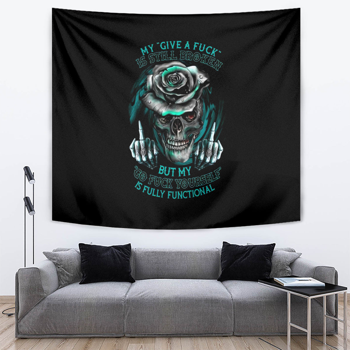 Rose Skull Tapestry Go Fuck Yourself Is Fully Functional - Wonder Print Shop