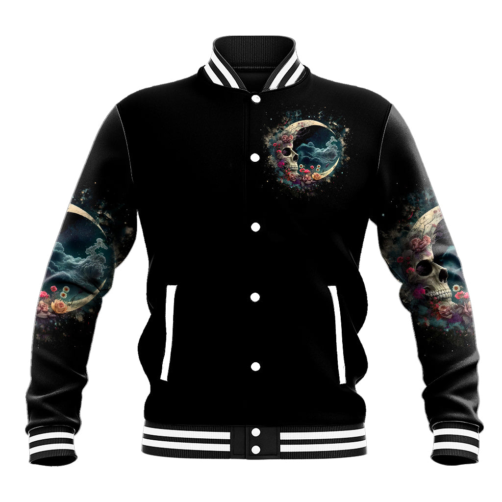 Moon Skull Baseball Jacket Hello Darkness My Old Friend Moon - Wonder Print Shop