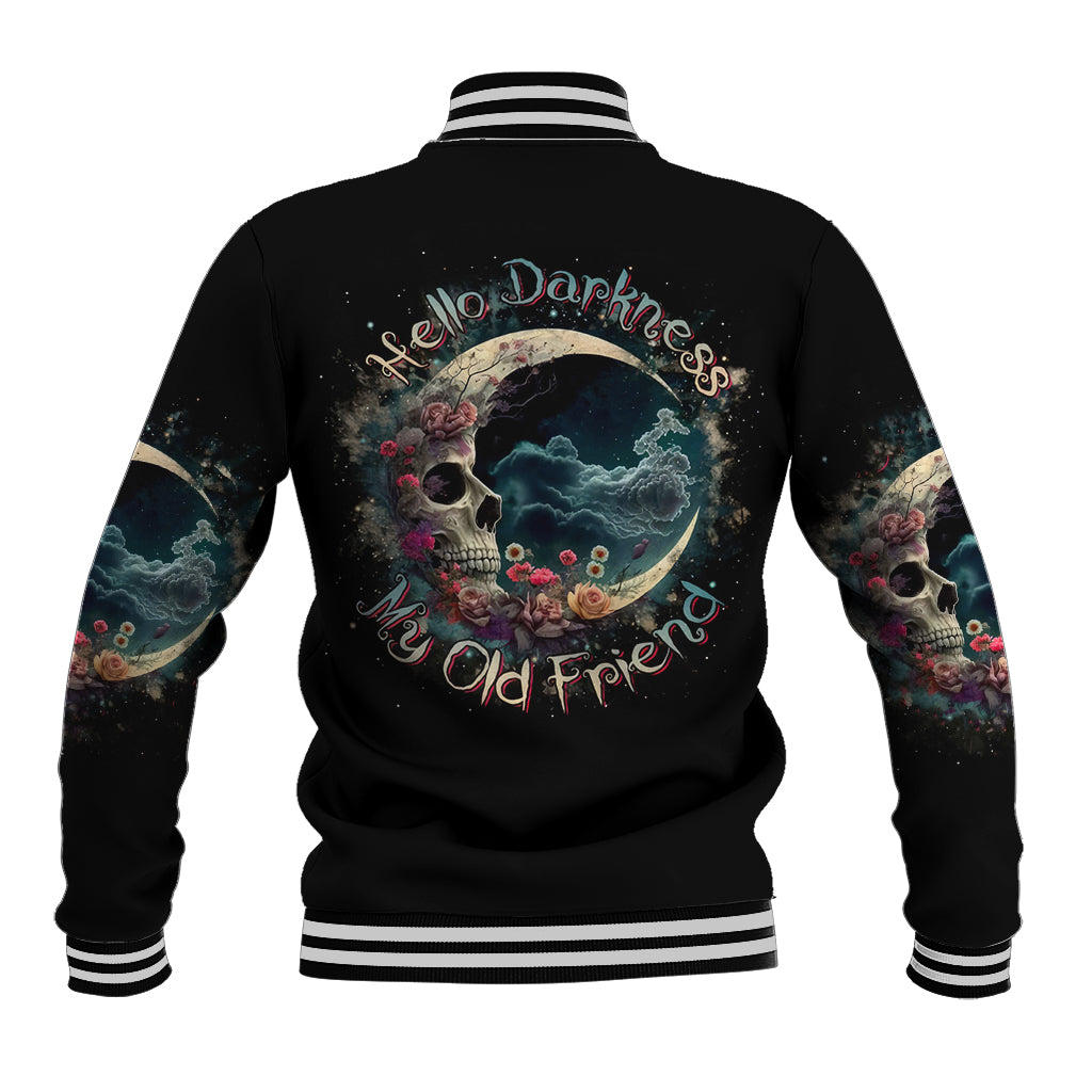Moon Skull Baseball Jacket Hello Darkness My Old Friend Moon - Wonder Print Shop