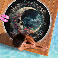 Moon Skull Beach Blanket Hello Darkness My Old Friend Moon - Wonder Print Shop