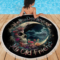 Moon Skull Beach Blanket Hello Darkness My Old Friend Moon - Wonder Print Shop