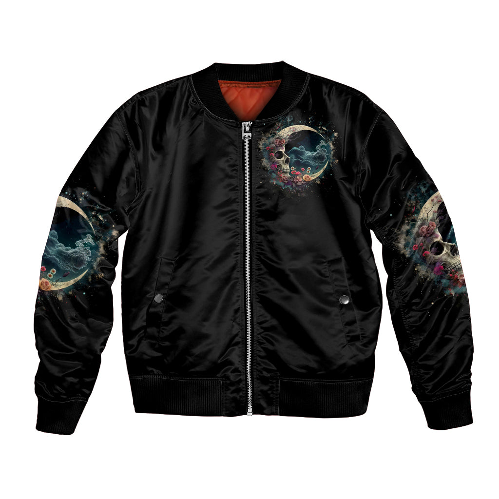 Moon Skull Bomber Jacket Hello Darkness My Old Friend Moon - Wonder Print Shop